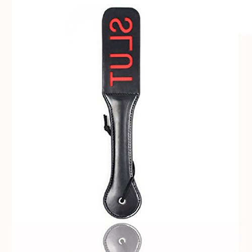 Demarkt Word SLUT Black Double Layer Hand Spanking Paddle Leather Sexual Paddles Sex Toys for Couples ... (Sexual Paddles)
