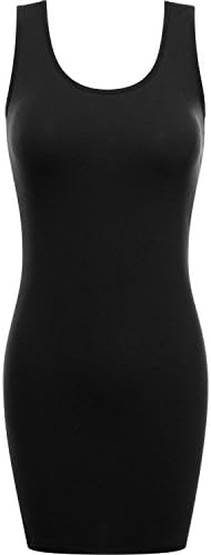 FPT Womens Basic Extra Long Fitted Tunic Tank Top (S-3XL) FPAWTTK026_Black XXX-Large