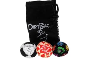 DIRTBAG All Star Footbag Hacky Sack 3 Pack with Pouch, 100% Handmade, Premium Quality, Bright Vivid Colors, Signature Carry Bag