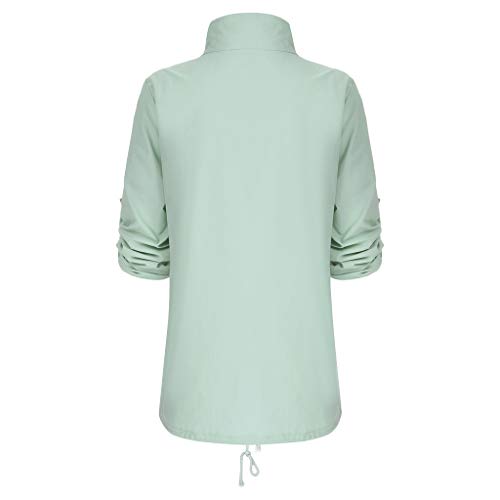 Bravetoshop Fashion Women's Solid Kimono Cardigan Long Sleeve Pocket Coat Outerwear Trench Coat Green