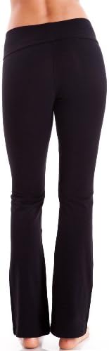 Clothes Effect USA Made Ladies Rolled Waist Flare Capri/Full Length Yoga Pants, Solids &amp; Color Block Available
