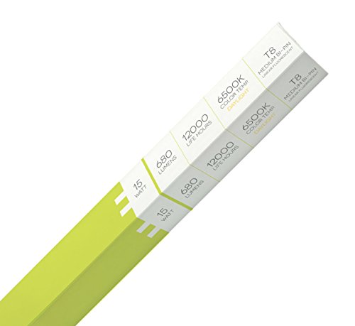 Triangle Bulbs T30137 (8 pack) - F15T8/D, 15 Watt, T8, 6500K Cool White, 18" Straight Fluorescent Tube Light Bulb, 8 Pack