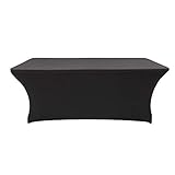 WXYSHOME 5 ft Rectangular Black Cocktail Tablecloth with Stretch Spandex Fitted Table Cover for bar Table, Wedding Table, Cocktail Table, Massage Table, Kitchen Table