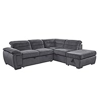 HOMES: Inside + Out Mackey Sectional Recliner, Dark Grey