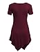 MBJ WT638 Short Sleeve Shirts for Womens Tops Casual V-Neck Summer Clothes Asymmetrical Tunic Blouses XXXXL Wine