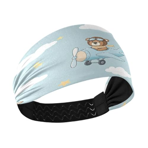 WELLDAY Headbands for Women Plane Bear Soft Elastic Non Slip Headbands for Women Running, Wide Women’s Head Band for Thin Hair