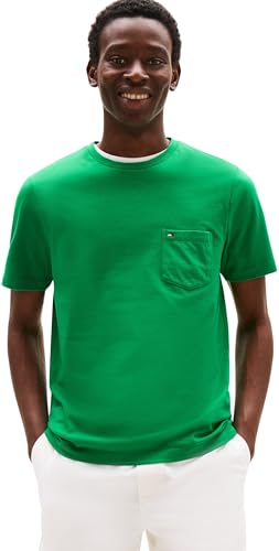 Camiseta de Manga Corta Hombre Essential con Bolsillo en el Pecho, Verde (Olympic Green), M
