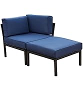 LOKATSE HOME 2 Piece Patio Sectional Furniture Set Outdoor Armchair Corner Sofa with Ottoman, 2Pc...