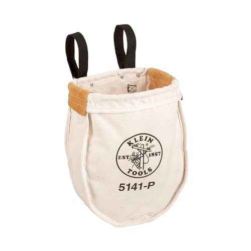 Klein Tools Bolsa de ferramentas pesadas 5141P, bolsa utilitária de lona, reforçada com couro curtido resistente, conexão de cinto