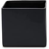 Serene Spaces Living Matte Black Ceramic Vase, Black Ceramic Vases for Modern Home Decor, Perfect Centerpiece for Weddings, Parties, Bridal Showers, Events, Measures 5" Tall & 5.75" Cube