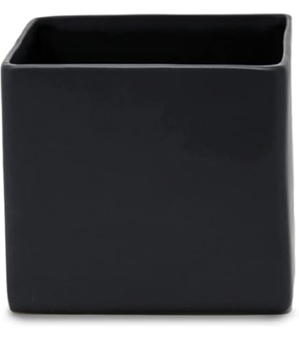 WGV Ceramic Cube Vase Width 6.5" Height 6"  Fits 6" Pot  Modern Block Square Floral Planter Terrarium Container Table Dresser Event Accent Home Office Dec