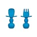 Bumkins Silicone Chewtensils, Baby Fork and Spoon Set, Training Utensils, Baby Led Weaning Stage 1 for Ages 6 Months+ in Dark Blue primary
