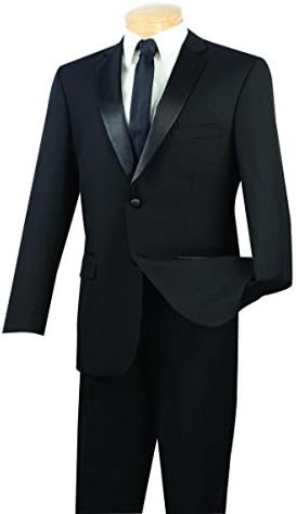VINCI Men's 2 Button Single Breasted Slim Fit Tuxedo W/Sateen Notch Lapel T-SC900