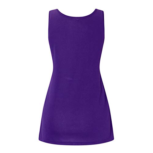 Yezijin Womens Plus Size Summer Lace Up Vest T Shirt Blouse Ladies Sleeveless Tank Tops Sexy Wear 2019 Under 10 Dollars Purple