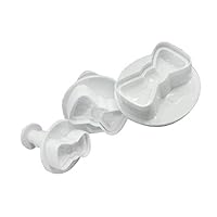 Q-XIAOKEAI 3Pcs/Set Plastic 3D Mini Bowknot Shape DIY Fondant Plunger Cutter Cookie Stamp Mold Bow-Tie Biscuit Cupcake Topper Mould Baking Decorating Tools