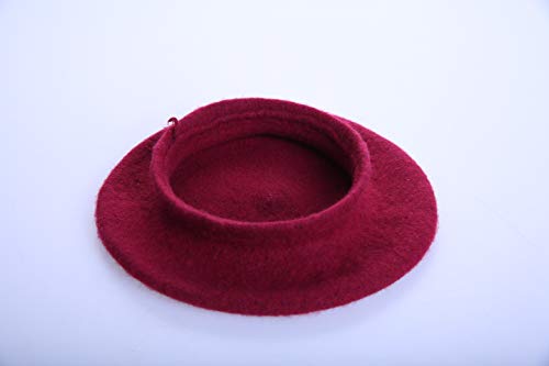 Bonaweite French Wool Berets Hat Classic Fashion Warm Beanie Cap for Girls (Wine Red) - Thumbnail 3