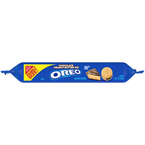 OREO CHOCOLATE PEANUT BUTTER PIE SANDWICH COOKIES, FAMILY SIZE, 17 OZ