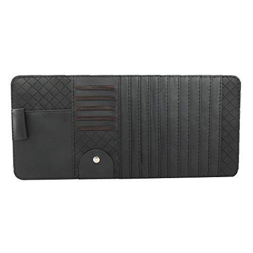 idain Car Sun Visor CD Holder Storage Case Car Sun Visor Organizer Storage Pouch Bag,10 CD Slots,5 Card Case,1 Pen Holder and 1 Glasses Holder(Black)
