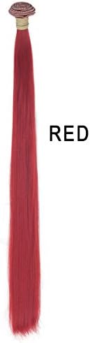 Miss U Hair Unisex Women 20Inch 110g Synthetic Long Straight Hair Extensions Weft DIY Hair Material (Red)