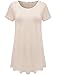 JollieLovin Women's Short Sleeve Loose Fit Flare Hem T Shirt Tunic Top (Beige, 3X)
