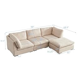 99" 4 Seater Modular Down Feather(60%) Cloud Deep