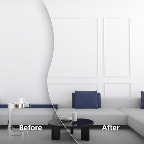 JSIWOTH 6 Frames Self Adhesive Wall Moulding Kit, Pre Cut Wall Panels for Interior Wall Decoration, DIY Frame Style Mouldings for Living Room, Bedroom, Hallway, Accent Wall, White