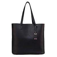 ilishop PU Leather Handbag Designer Pure Color Pures, Large Capacity Shoulder Bag, Classical Tote Bags (Black)