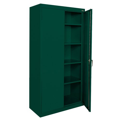Sandusky Lee CA41361872-08, Welded Steel Classic Storage Cabinet, 4 Adjustable Shelves, Locking Swing-Out Doors, 72" Height x 36" Width x 18" Depth, Forest Green