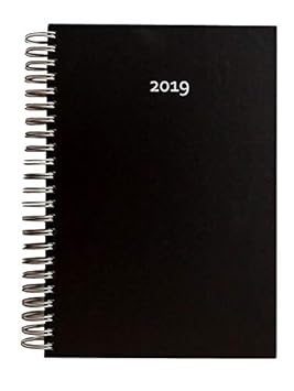 2019 Dicker TageBuch Kalender / Bürokalender Black (Schwarz) - Spiralbindung - 1 Tag = 1 Din A4-Seite