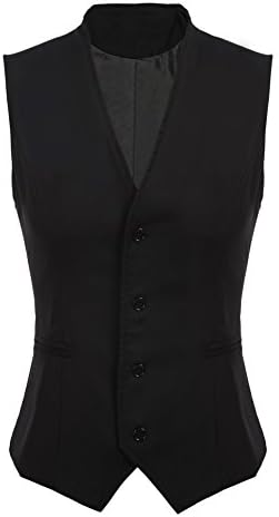 Gumod Women's Waistcoat Fully Lined 4 Button V-Neck Economy Dressy Suit Formal Business Vest