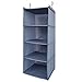 Aibrisk Hanging Closet Organizer 4 Shelves Foldable Oxford Cloth Gray Hanging Shelf with 2 Hooks for Clothes Storage and Accessories