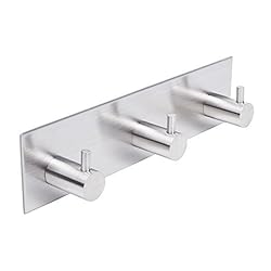 See Bath Towel Hooks Rack Coat and Robe Hook Rack 3 Prong Self Adhesive Brushed Nickel Details