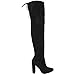 ROF Women's Thigh High Over The Knee Block Chunky Heel Pointy Round Toe Boots