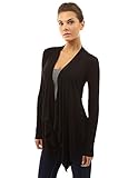 PattyBoutik Women's Drape Front Asym Hem Light Cardigan (Black L)