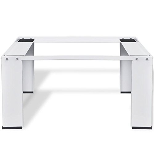 Heitamy Washing Machine Base, Raised Pedestal Stand White Washing Machine Pedestal with Non-Slip Pads Steel Base for Home Laundry