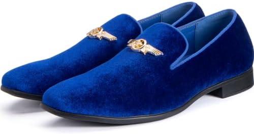 Amazon.com | FERUCCI Handmade Men Plain Royal Blue Velvet 