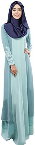 Beautyfine Vintage Muslim Lace Stitching Dress Women Abaya Long Maxi Dress Arab Jilbab Robe