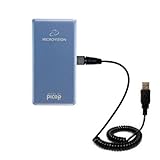 Coiled Power Hot Sync USB Cable for the Microvision ShowWX Laser Pico with both data and charge features - Uses Gomadic TipExchange Technology