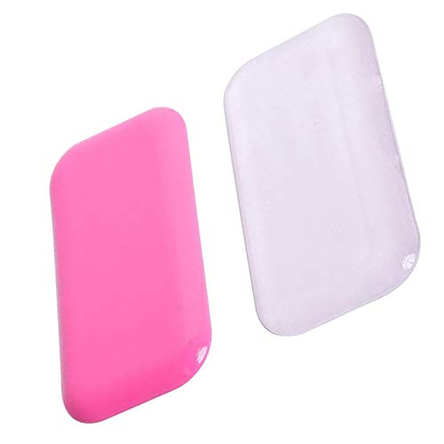 Silicone False Eyelash Holder Pads, 4 Pieces Eyelash Extension Silicone Pallet Eye Lash Glue Stand Forehead Glue Pallet Individual Eye Lashes Tray Holder for Eyelash Extension, Transparent and Pink