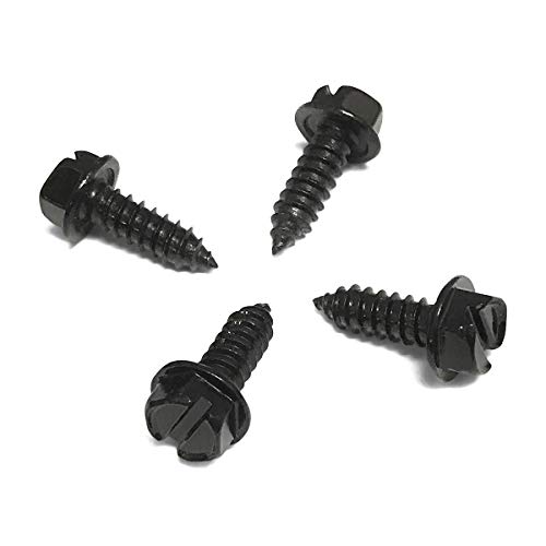 License Plate Screws Black, Set of 4 Fasteners For Front and Back License Plates and License