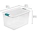 Sterilite 64 Qt Latching Storage Box, Stackable Bin with Latch Lid, Plastic Container to Organize Clothes in Closet, Clear with White Lid, 6-Pack