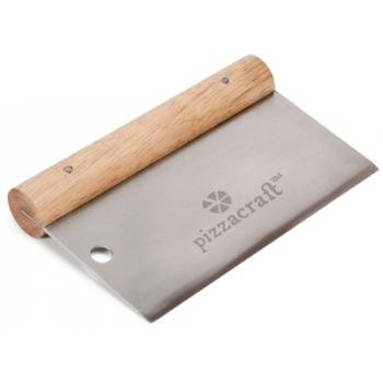 Pizzacraft 6" x 3" Hardwood Handled Pizza Dough Scraper and Cutter (Stainless Steel) - PC0207