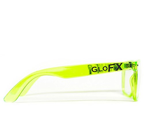 GloFX Diffraction Glasses - Transparent Green - 3D Prism Firework Grating