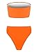 Ybenlow Women's 2 Piece Solid Bandeau Swimsuit Top Bottom Set,Orange,Large