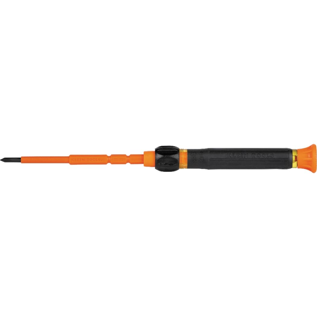 KLEIN TOOLS 32581INS Precision Screwdriver, 2-in-1 Insulated Screwdriver with No. 0 Phillips and 1/8-Inch Slotted Bits