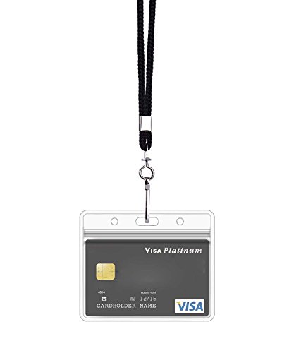 EcoEarth Lanyard with Horizontal ID Badge Holder (Black, 2.25x3.5, 50 Pack), Resealable Clear Tag and Lanyards, Lanyard ID Card Holder Bulk, Name Badge Lanyard Set, Plastic Badge Holder with Zipper
