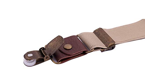 ORSKY Toddler Boys' Suspenders and Bow Tie Adjustable with Copper Clips 24" Tan