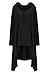 Womens Irregular Hem Double Slit Pullover Pockets Hoodie Sweatshirt Dress Black XL