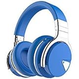 COWIN E7 Wireless Bluetooth Headphones with Mic Hi-Fi Deep Bass Wireless Headphones Over Ear, Comfortable Protein Earpads, 30 Hours Playtime for Travel Work TV Computer Phone - Blue