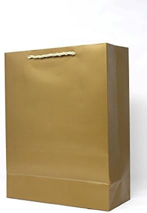 Singular Metallizing Singular Metallizing Party Favor Bags Gift Bags, Paper Bags, Small, Vertical, 8.3" L x 10" W x 4.3" H, Gold, Set of 12